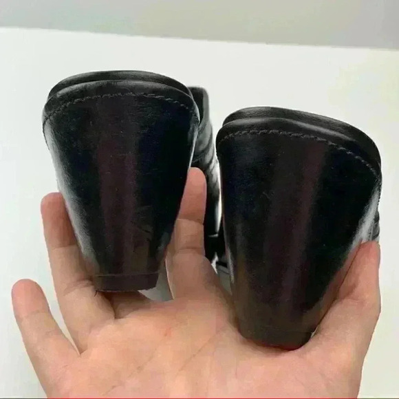 Ecco mules size 38 7-7.5 black leather bow - Picture 7 of 13